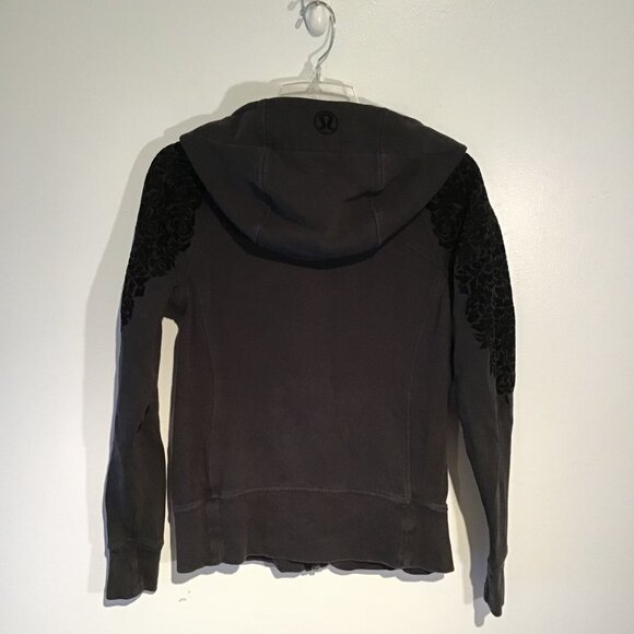 Lululemon Scuba Hoodie Light Cotton Fleece (Floral Flock) Black Size 6 - Picture 10 of 16